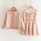 Girl's Knit Plaid Skirt Cardigan Set